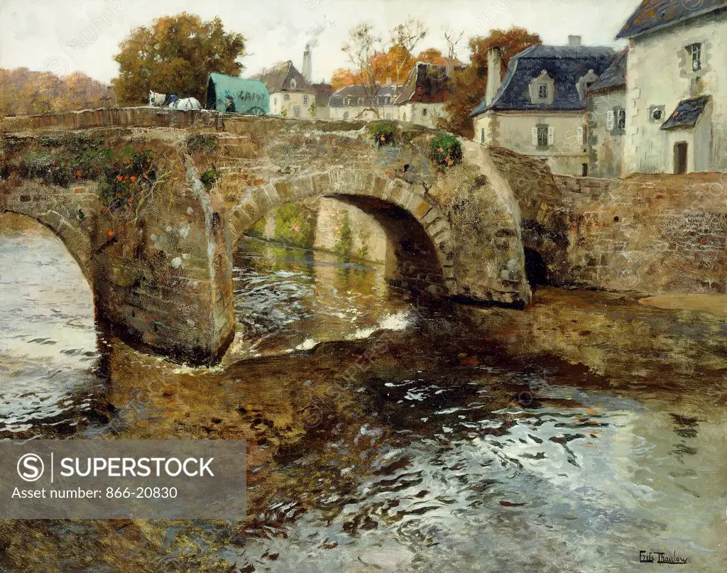 The Old Stone Bridge. Fritz Thaulow (1847-1906). Oil on canvas. 73.7 x 92.7cm.