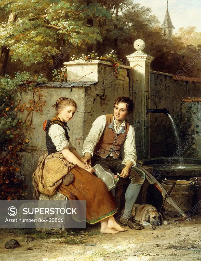 At the Well. Johann Georg Meyer von Bremen (1813-1886). Oil on canvas. Painted in 1872. 66 x 53.3cm.