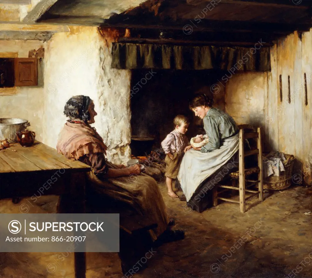 The New Arrival. Walter Langley (1852-1922). Oil on canvas. 109.5 x 122cm.
