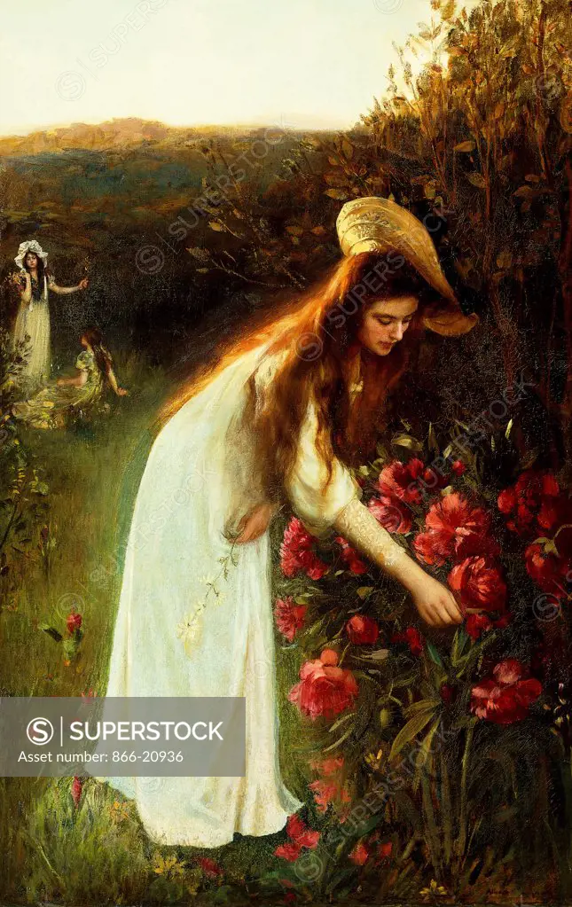Picking Flowers. Albert Lynch (1851-1912). Oil on canvas. 101.6 x 65cm.