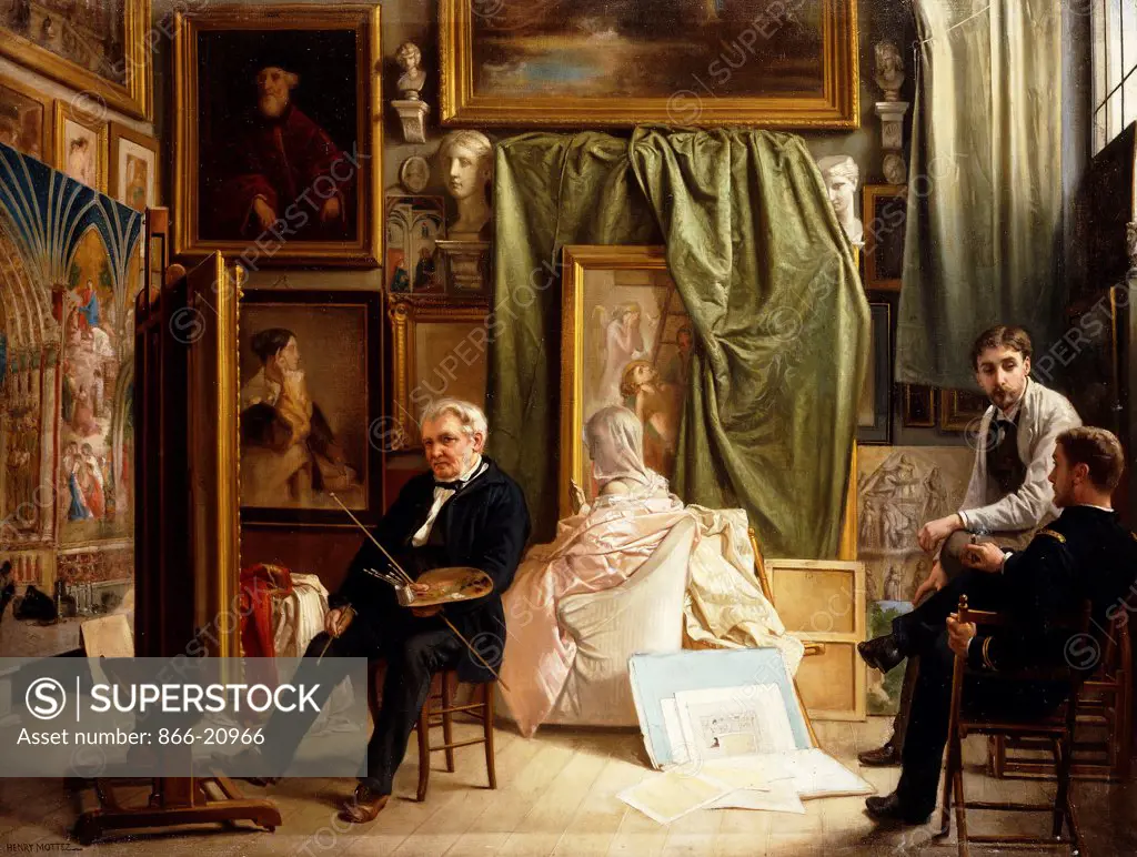 The Artist's Studio. Victor Mottez (1809-1897).  Oil on canvas. 95.3 x 123.8cm.