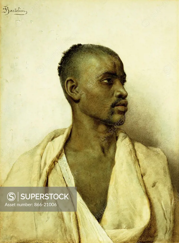 Portrait of an Arab Man. Frederico Bartolini (1861-1908). Watercolour with gum Arabic over pencil. 34.5 x 25.4cm.