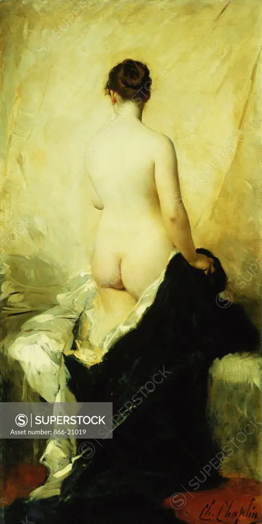 A Partially Draped Nude. Charles Chaplin (1825-1891). Oil on canvas. 104.2 x 60.3cm.