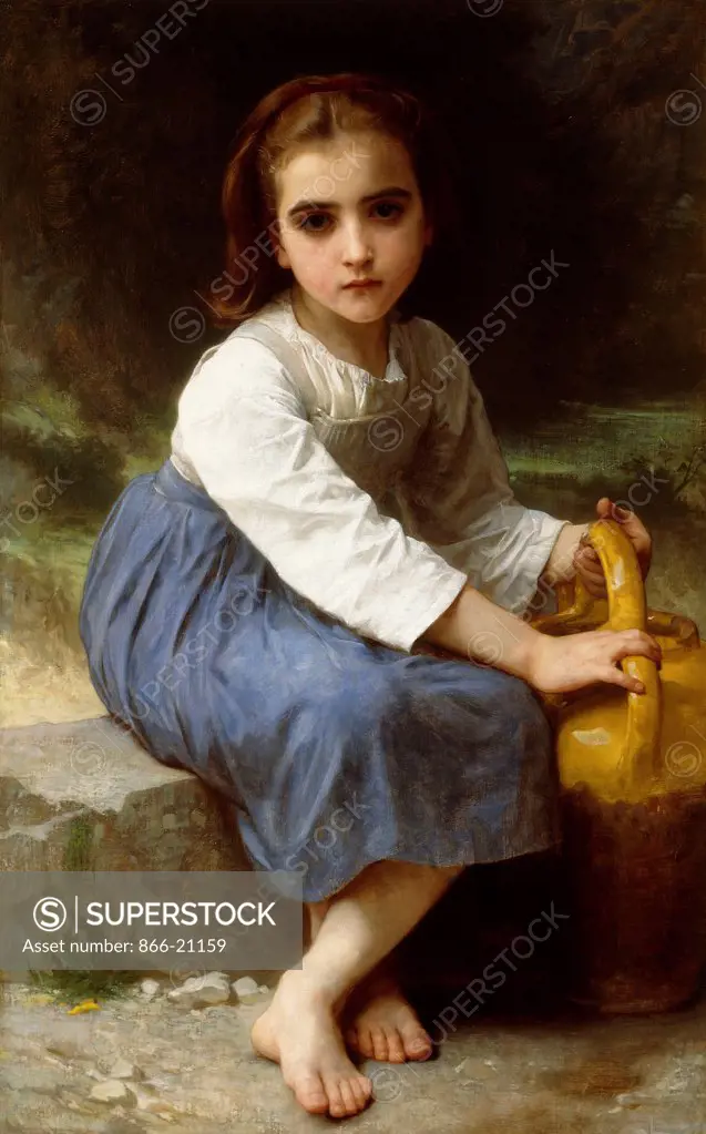 Young Girl with a Pitcher; Jeune Fille a la Cruche. William Adolphe Bouguereau (1825-1905). Oil on canvas. Signed and dated 1885. 97.2 x 61cm.