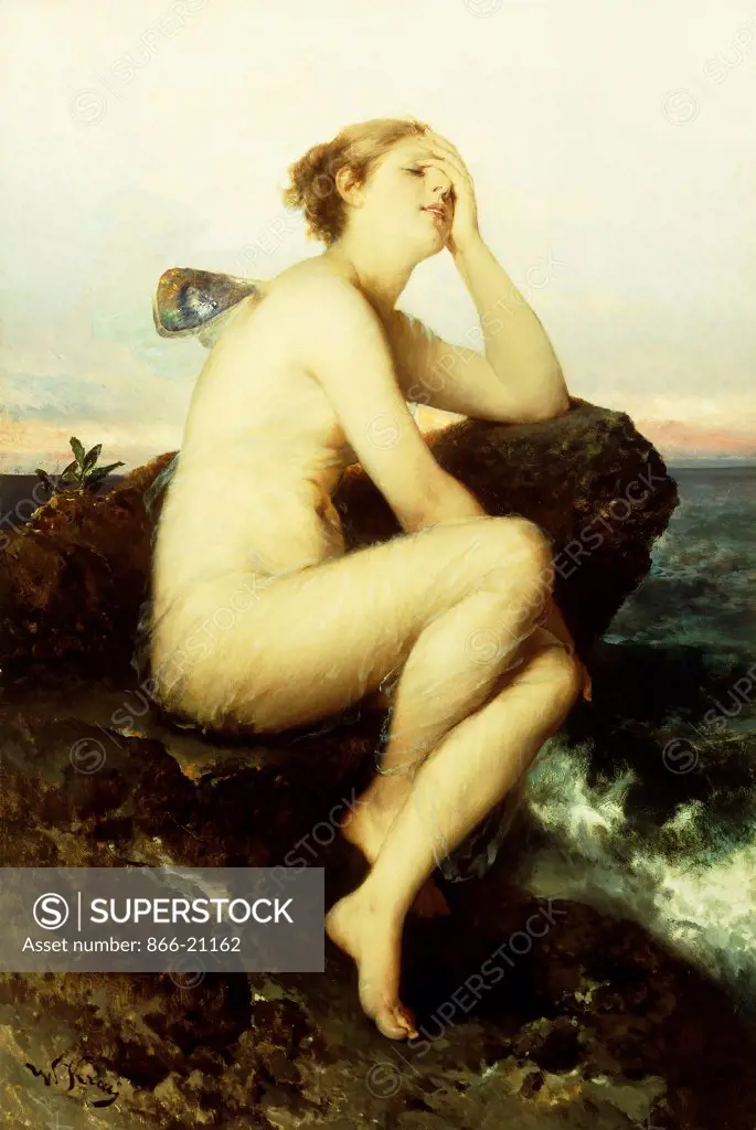 A Nymph by the Sea. Wilhelm Kray (1828-1889). Oil on canvas. 112.4 x 76.2cm.