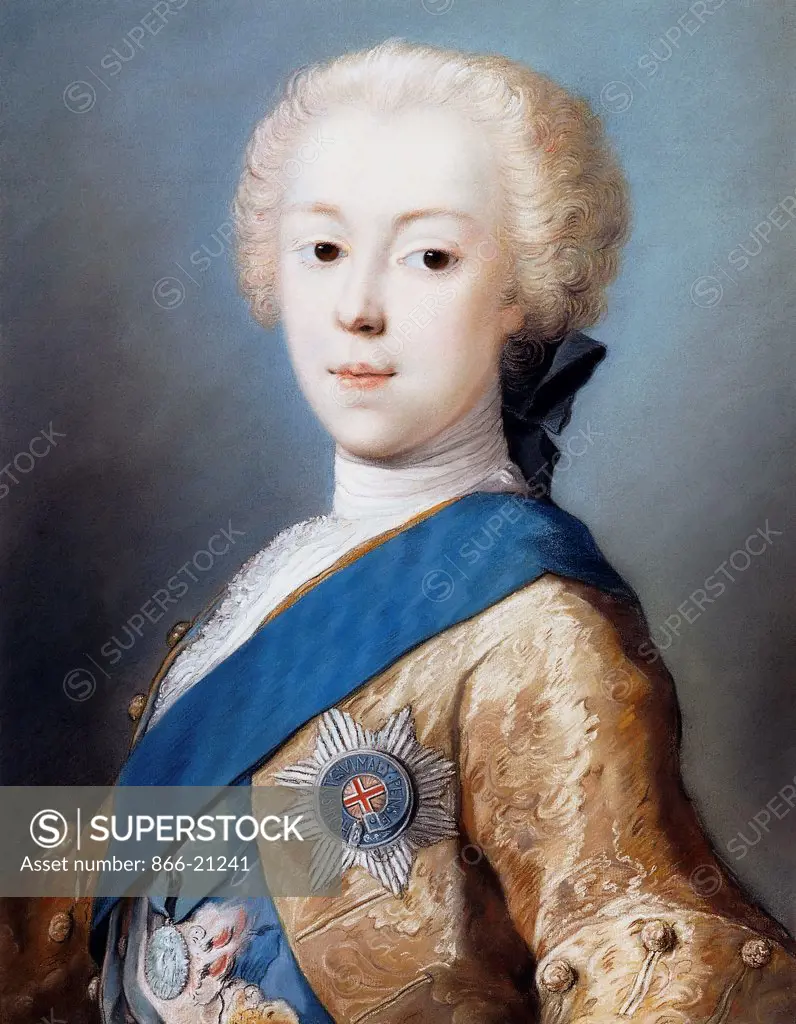 Portrait of Prince Charles Edward Stuart, bust-length, in profile to the left. Rosalba Giovanna Carriera (1675-1757). Pastel. 54.3 x 41.5cm.