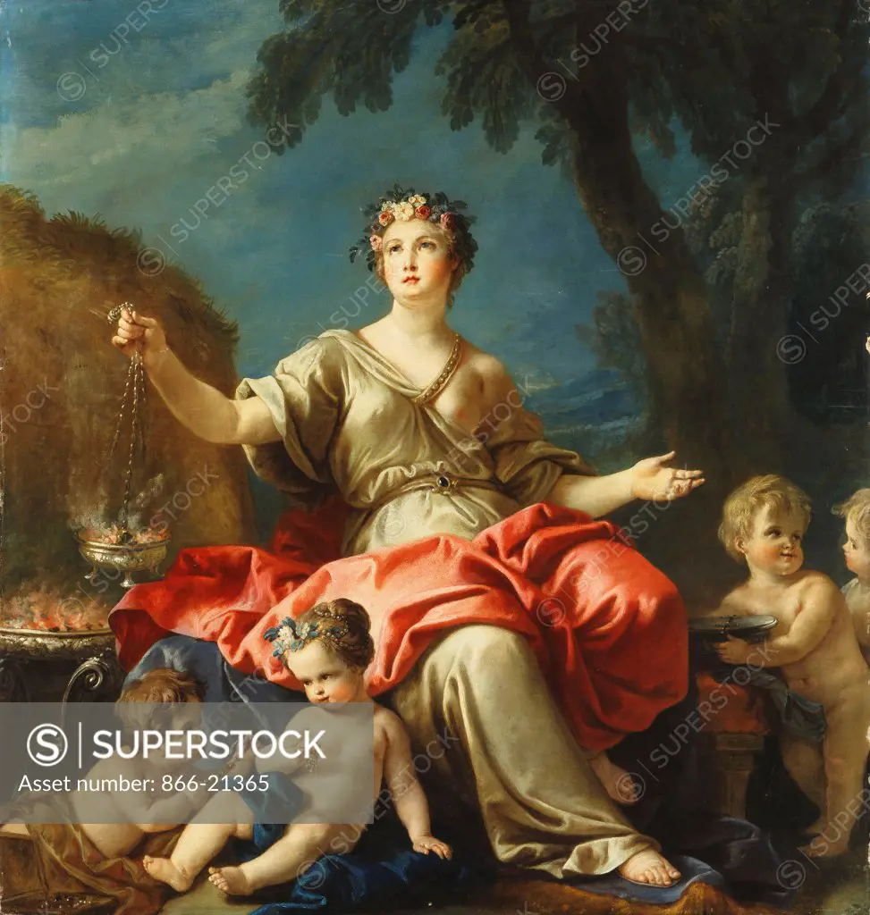 The Personification of Asia. Guillaume-Thomas-Raphael Taraval (1701-1750). Oil on panel. 67.3 x 63.3cm.
