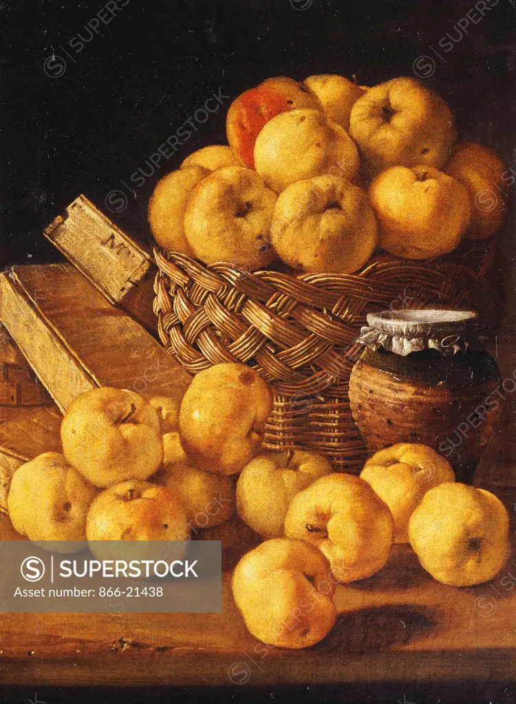 Apples in a Basket, a Jar and Condiment Boxes on a Table. Luis Melendez (1716-1780). Oil on canvas. 49.2 x 36.2cm.