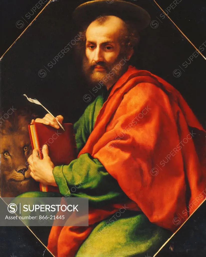 Saint Mark. Carlo Dolci (1616-1686). Oil on canvas, octagonal. 101.5 x 83 cm.