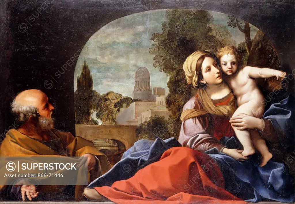 The Holy Family. Alessandro Tiarini (1577-1668). Oil on canvas. 101 x 190cm.