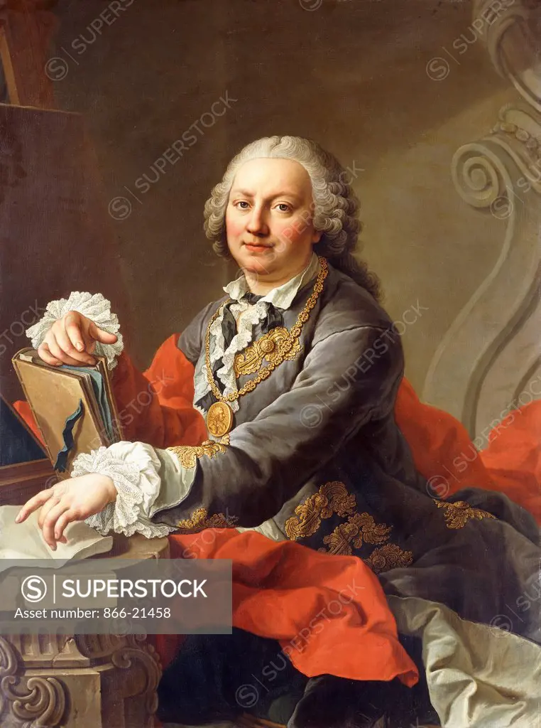 Portrait of the Artist, half-length, seated before a Stone Ledge. Martin Mytens II (1695-1770).Oil on canvas. 127 x 95.3cm.