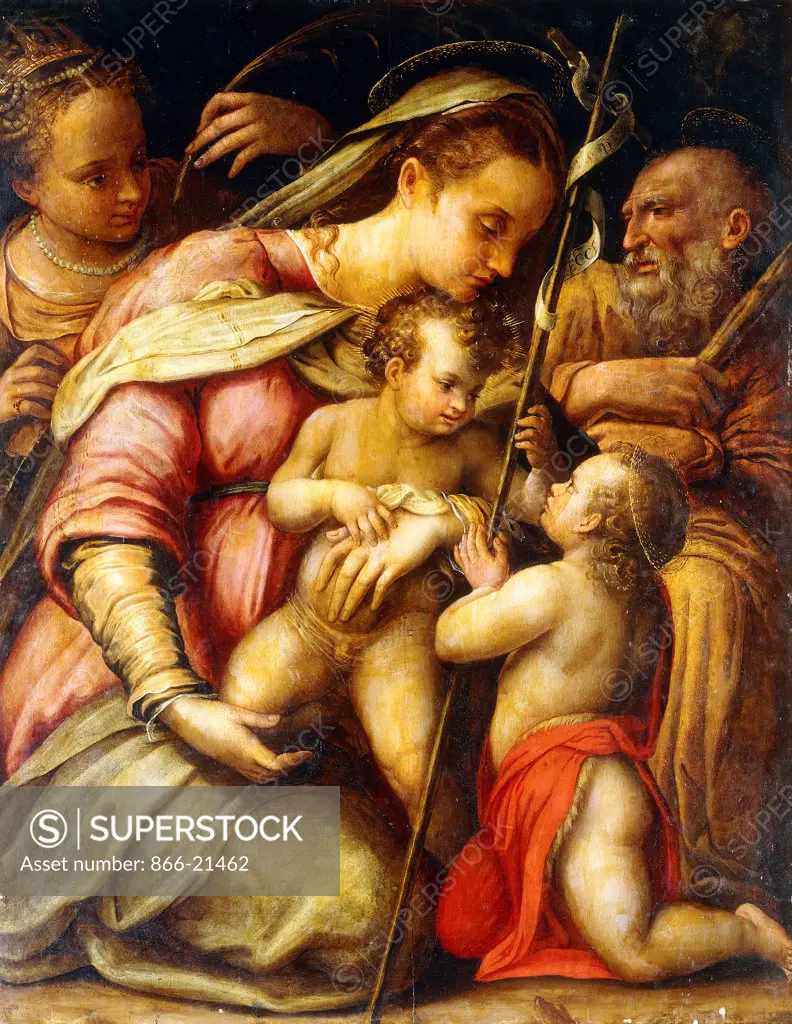 The Holy Family with the Infant Saint John the Baptist and Saint Catherine. Lavinia Fontana (1552-1614). Oil on panel. 85.1 x 66cm.