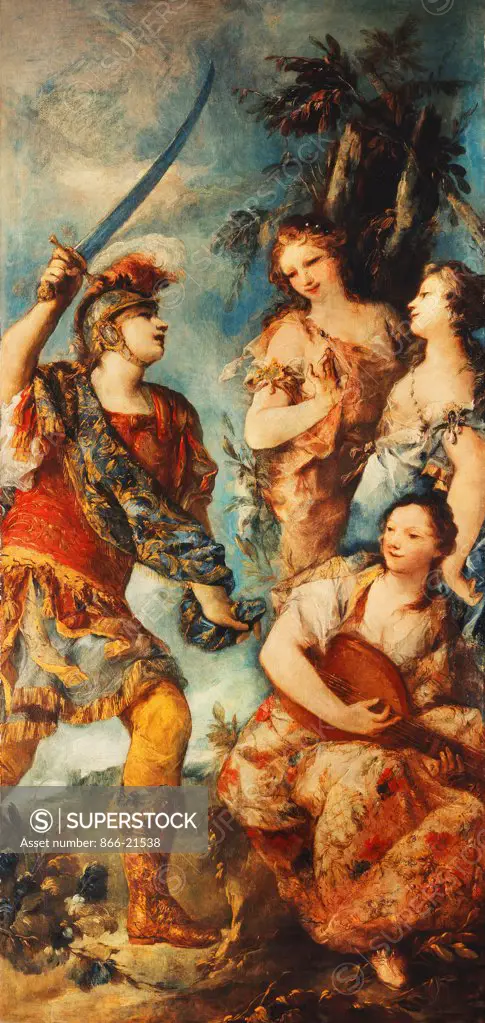 Rinaldo and the Nymphs. Giovanni Antonio Guardi (1698-1760). Oil on canvas. 250.5 x 121cm.