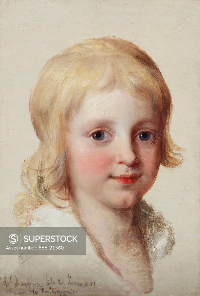 Portrait study of Francesco, Crown Prince of Naples, as a boy, head and shoulders. Angelica Kauffmann (1741-1807). Oil on canvas. 32.4 x 22.2cm.