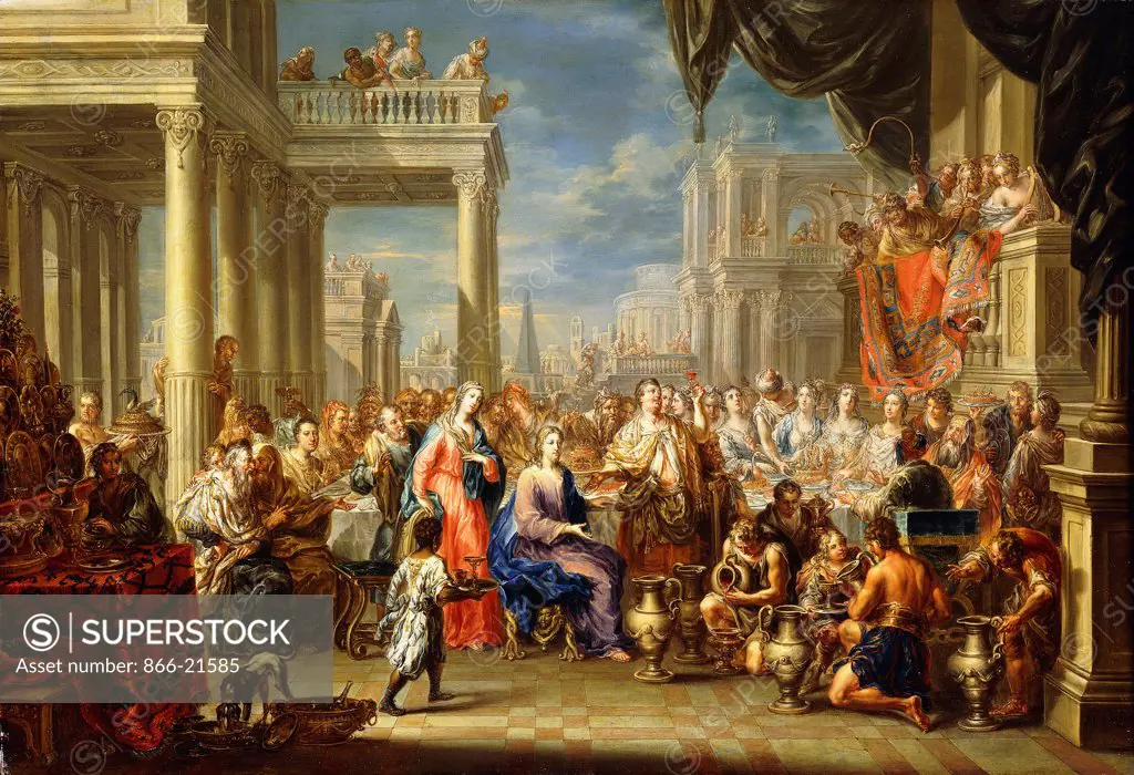 The Marriage at Cana. Johann Georg Platzer (1704-1761). Oil on copper. 43.6 x 63.5cm.
