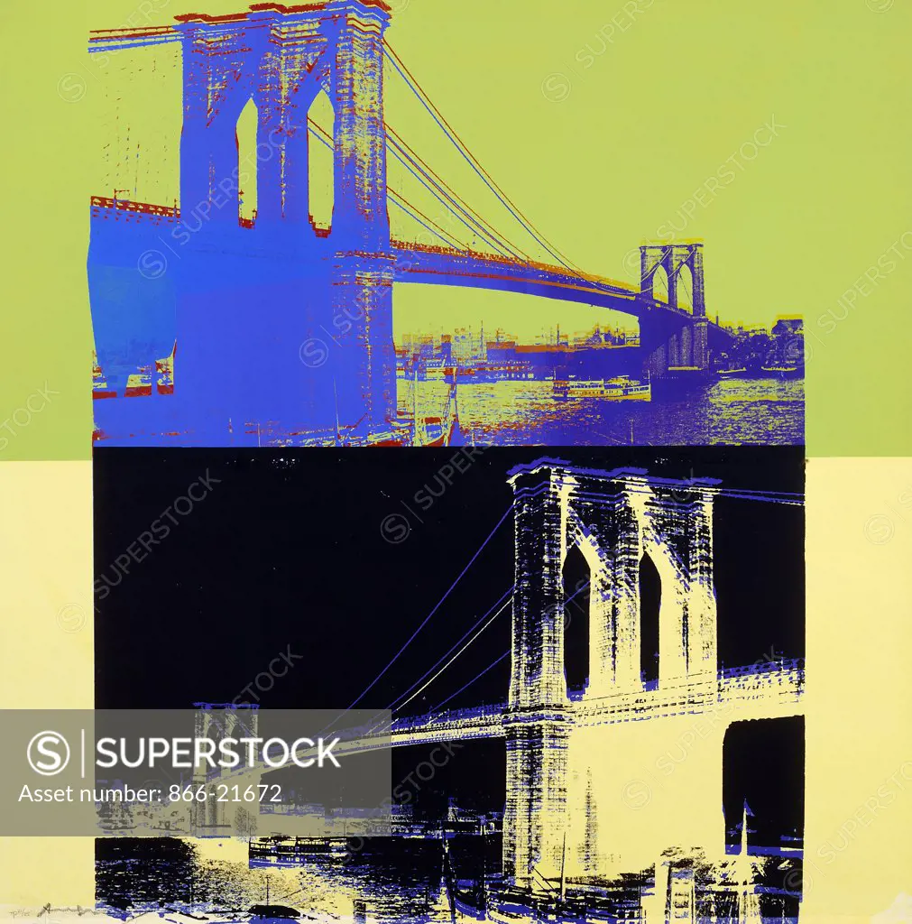 Brooklyn Bridge. Andy Warhol (1930-1987). Screenprint in colours on Lenox Museum Board. Executed in 1983. 998 x 1000mm.