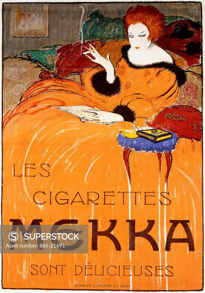 Les Cigarettes Mekka. Charles Loupot (1892-1960). Lithograph in colours. Dated 1919. 128 x 90cm.