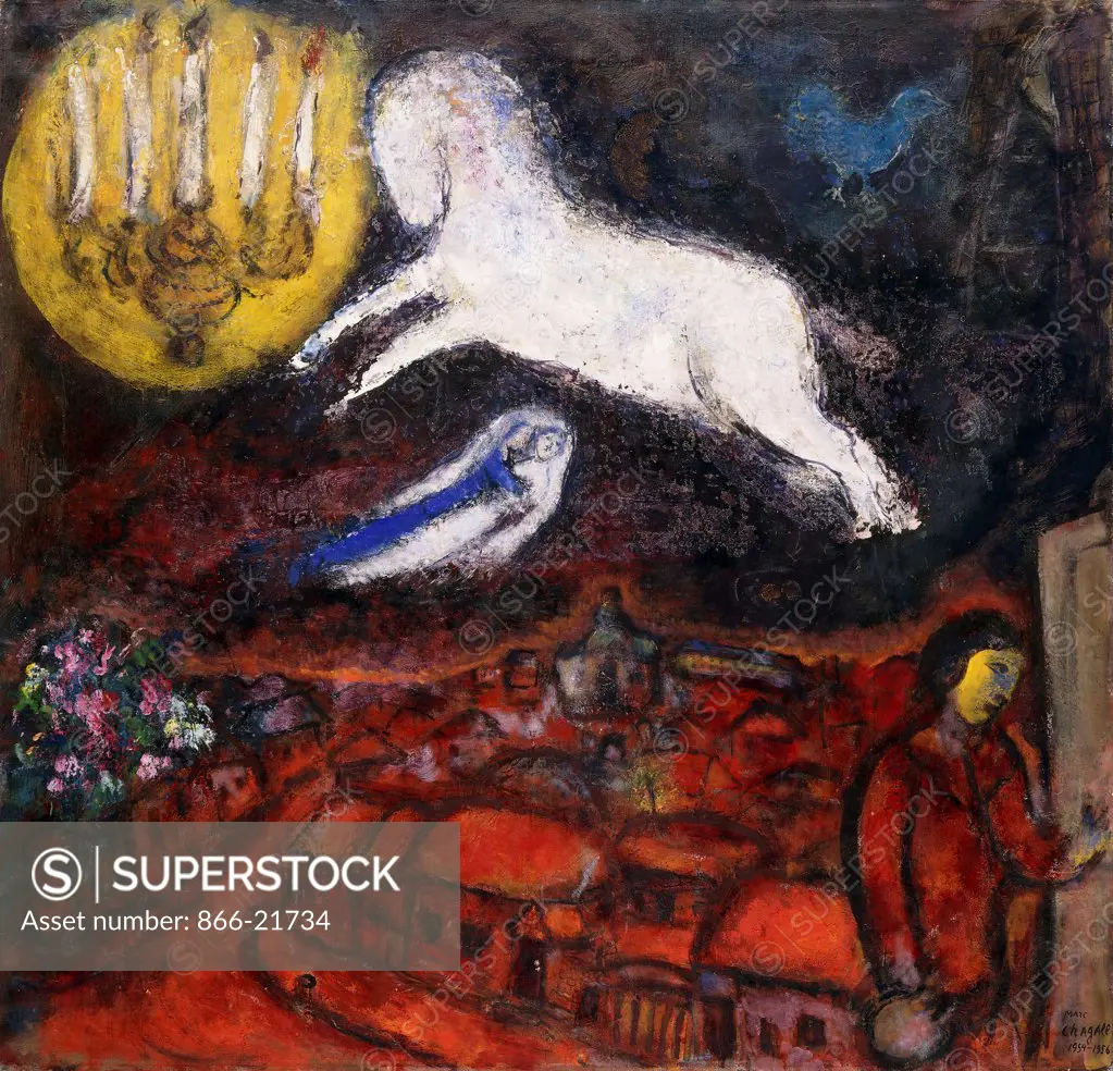The Horse Aleko; Le Cheval d'Aleko. Marc Chagall (1887-1985). Oil on canvas. Signed and dated 1954-1956. 95 x 98.5cm.