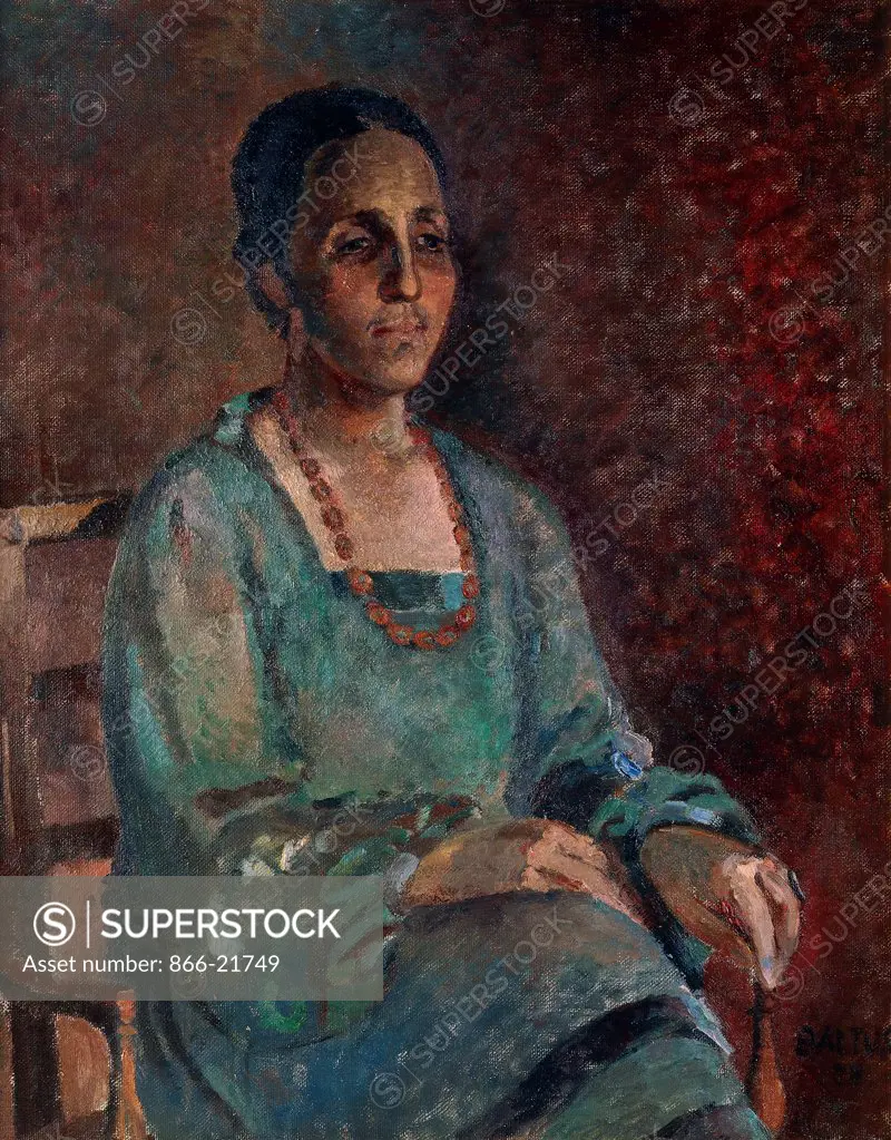 Portriat of Madame T. Balthus. Balthazar Klossowski de Rola (1908-2001). Oil on canvas. Signed and dated 1928. 80 x 65cm.