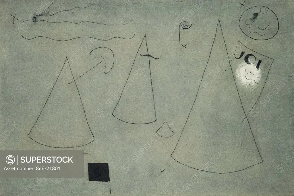 Summer; Ete. Joan Miro (1893-1983). Charcoal and gouache on sandpaper. Signed and dated 1929. 72 x 108cm.