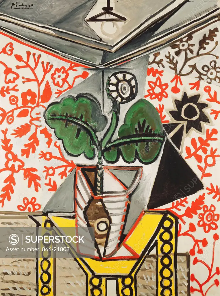 Interior with a Flower Pot; Interieur au Pot de Fleurs. Pablo Picasso (1881-1973). Oil on canvas. Signed and dated 1953. 129.5 x 96.5cm.