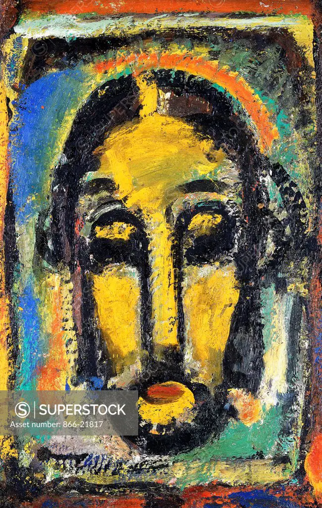 The Holy Face; La Sainte Face. Georges Rouault (1871-1958). Oil on board. Painted circa 1953. 48.5 x 31cm.