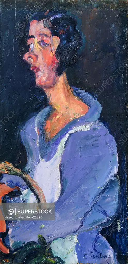 The Cook (Woman in blue); La Cuisiniere (Femme en bleu). Chaim Soutine (1894-1943). Oil on panel. Painted circa 1935. 53 x 26cm.