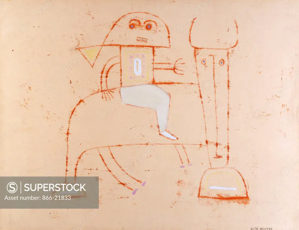 The Rider; Der Reiter. Victor Brauner (1903-1966). Gouache and watercolour on paper laid down on canvas. Executed circa 1950. 50.7 x 65.5cm.