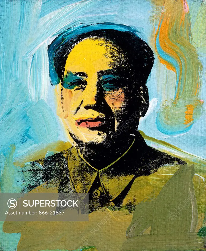 Mao. Andy Warhol (1930-1987). Synthetic polymer, acrylic and silkscreen inks on canvas. Signed and dated 1973. 30.5 x 22.5cm.