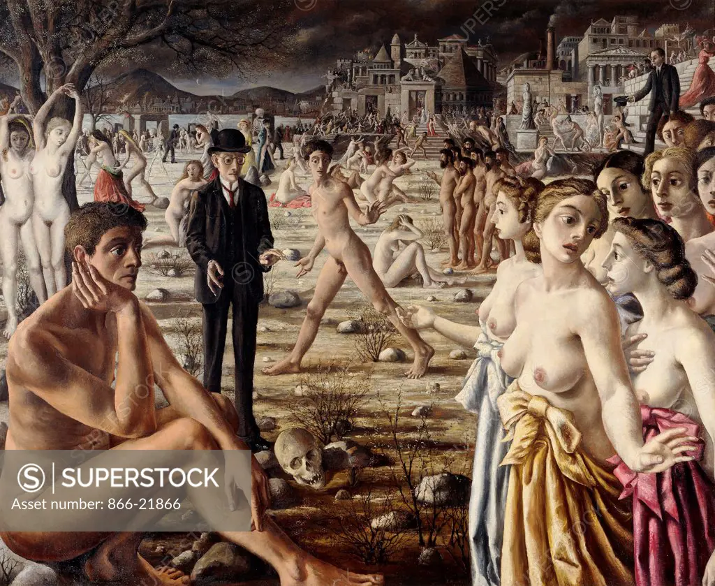The Worried City; La Ville Inquiete. Paul Delvaux (1897-1994). Oil on canvas. Signed and dated 1941. 200 x 247cm.