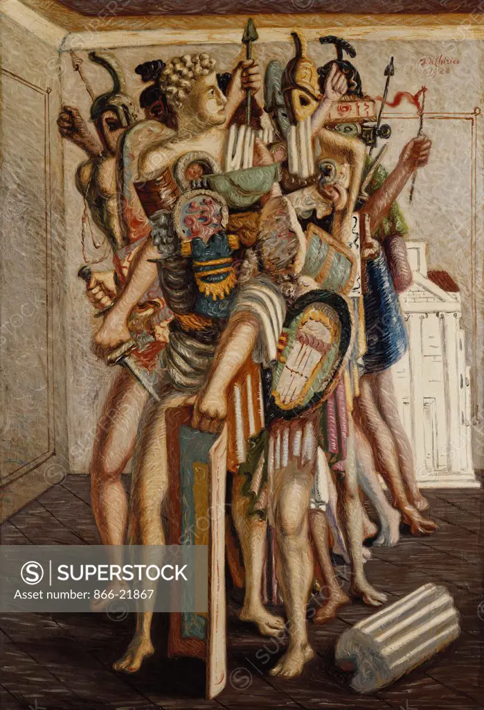 The Invincible Group; La Cohorte Invincible. Giorgio de Chirico (1888-1978). Oil on canvas. Signed and dated 1928. 131 x 89cm.