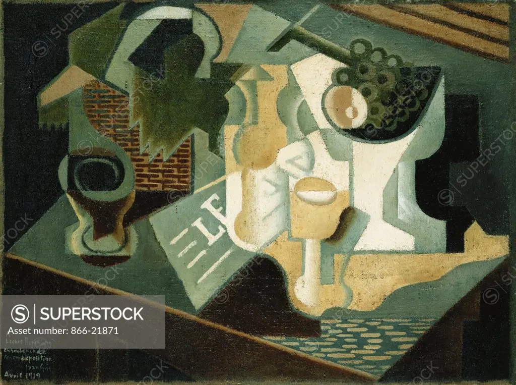 The Table in Front of the Building; La Table Devant le Battiment. Juan Gris (1887-1927). Oil on canvas. Signed and dated 1919. 60 x 81cm.