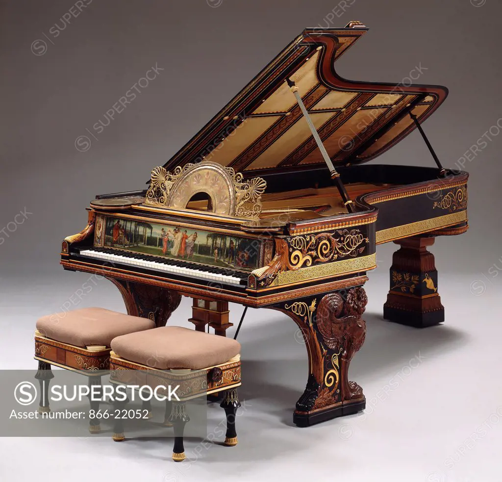 A highly important pianoforte designed by Sir Lawrence Alma-Tadema, action by Steinway New York. Built in 1887.