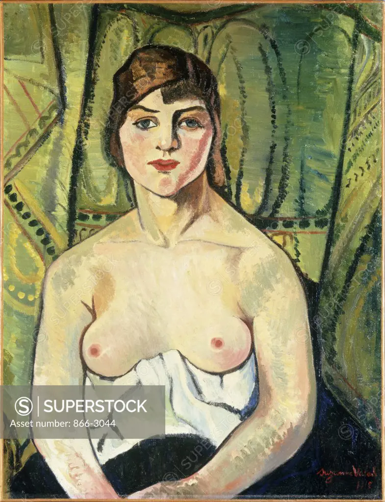 Woman with Nude Bosom (Self-Portrait) Femme aux Seins Nus (Autoportrait) Suzanne Valadon (1867-1938/French)  Oil on canvas