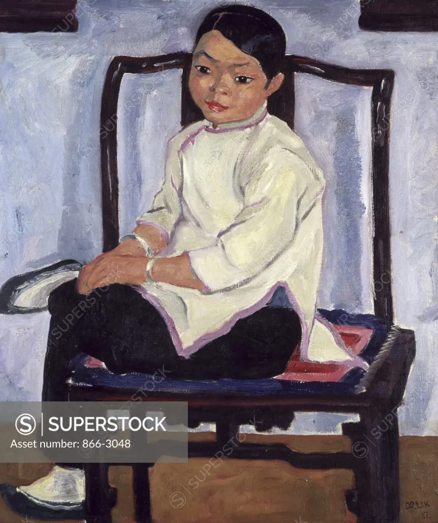 Chinese Girl Emil Orlik (1870-1932/Czech) Oil on Canvas  