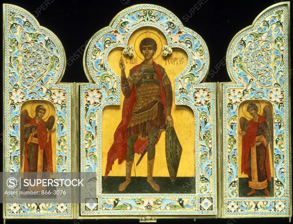 St. George Cloisonne Triptych, icon, UK, England, London, Christie's