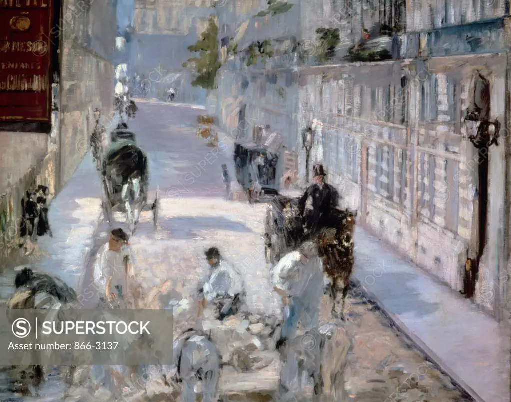 Rue Mosnier Street Being Paved by Edouard Manet, painting, (1832-1883), UK, England, London, Christie's