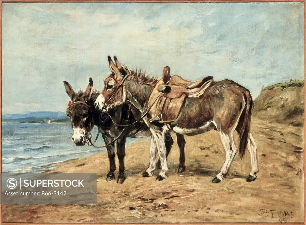 Donkeys On A Beach  S.D. 1899 Emms, John(1843-1912 British) Oil On Canvas Christie's Images, London, England 