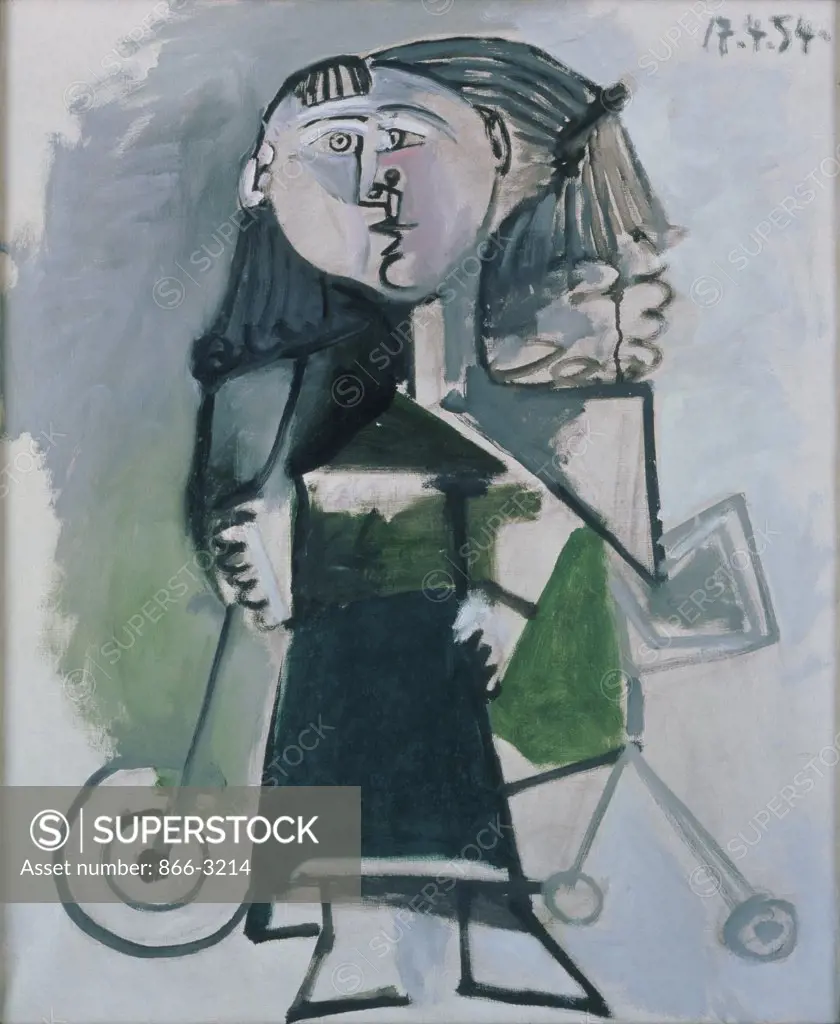 Little Girl on Tricycle (Fillette au tricycle)  1954  Pablo Picasso (1881-1973/Spanish)   Oil on canvas    