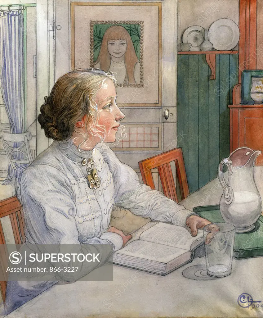My Eldest Daughter by Carl Larsson, chalk, ink and watercolor, 1904, (1855-1919 ), England, London, Christie's Images