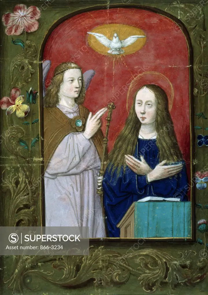 Annunciation from Book of Hours, illuminated manuscript, England, London, Christie's Images