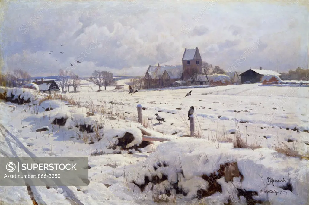 A Winter Landscape, Holonstrup Peder Mork Monsted (1859-1941 Danish) Oil on Canvas Christie's, London