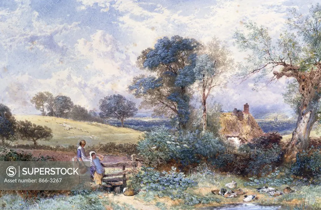 By the Duck Pond by Myles Birket Foster, (1825-1899), England, London, Christie's Images