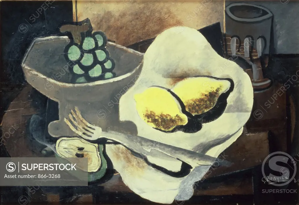 Still Life with a Fork  (Nature morte a la fourchette) Georges Braque (1882-1963/ French)   Oil on canvas    