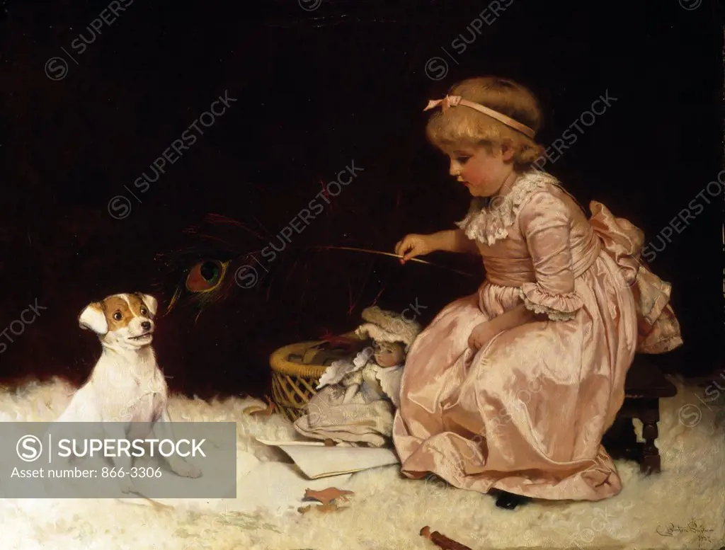 A Girl's Best Friend by Charles Burton Barber, (1845-1894)
