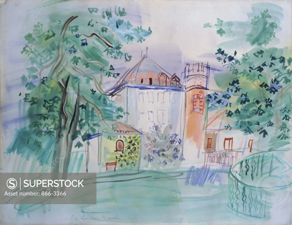The Castle in the Park  (Le chateau dans le parc) Raoul Dufy (1877-1953 /French)  Watercolor    