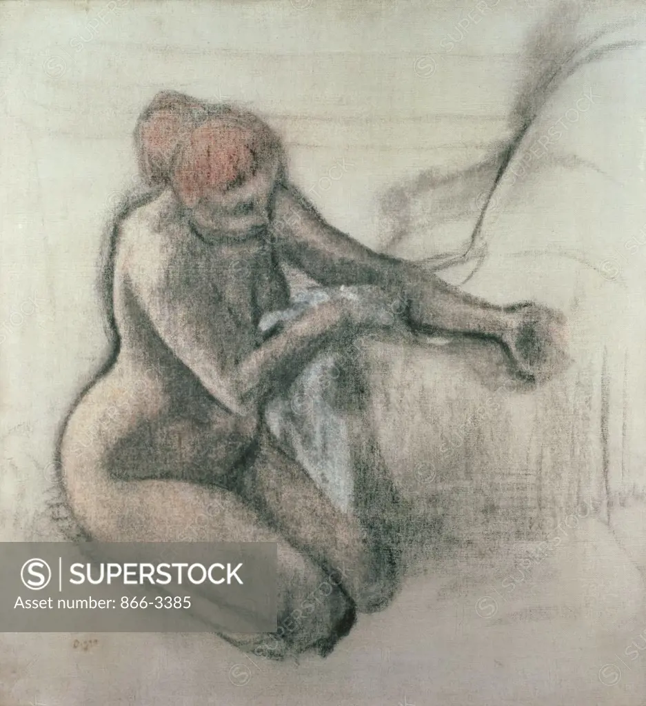 Nude Woman Drying Herself After The Bath  Edgar Degas (1834-1917/ French) Charcoal and pastel 