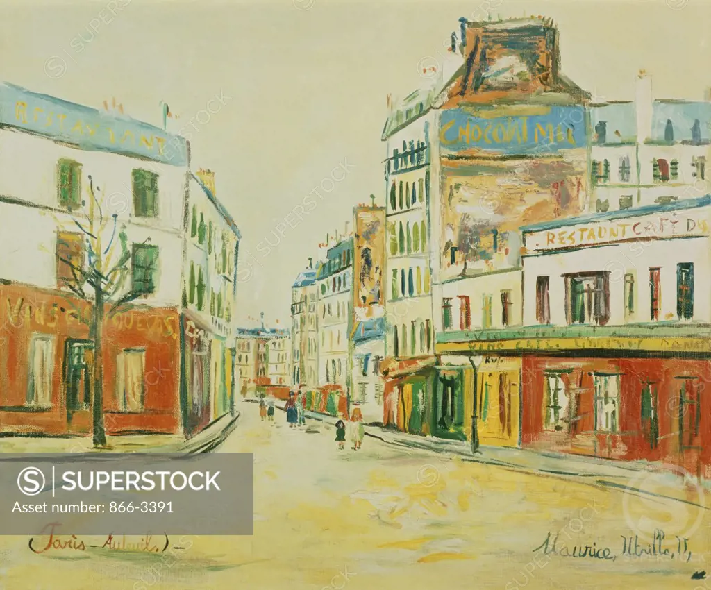 Paris: Auteuil  Maurice Utrillo (1883-1955/French)   Oil on Canvas   
