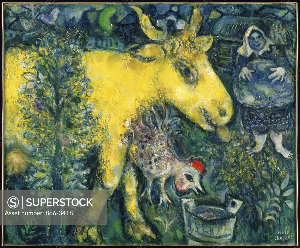 The Farm, the Village (La Ferme, le Village)  Marc Chagall (1887-1985 /Russian)   Oil on Canvas    