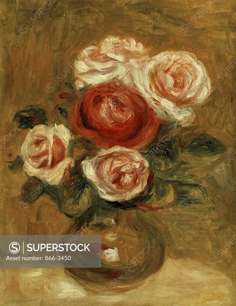 Roses in a Vase (Roses dans un Vase) Pierre-Auguste Renoir (1841-1919/French) Oil on Canvas 